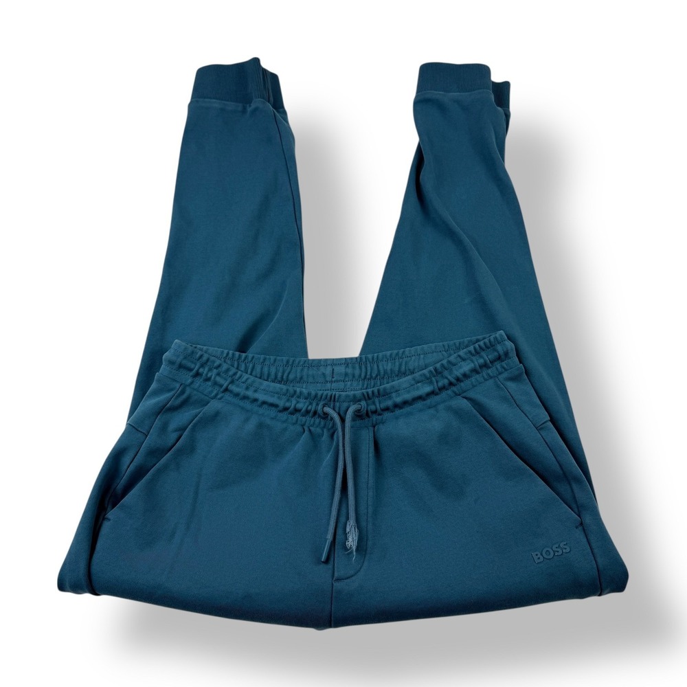 BOSS Hugo Boss Men Teal Blue Jogger Sweatpants Size M Drawstring Pockets